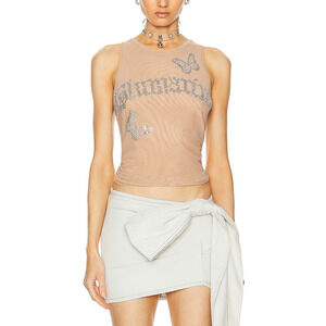 Blumarine 'Canotta' Tan Polyamide Tulle Top Size 8